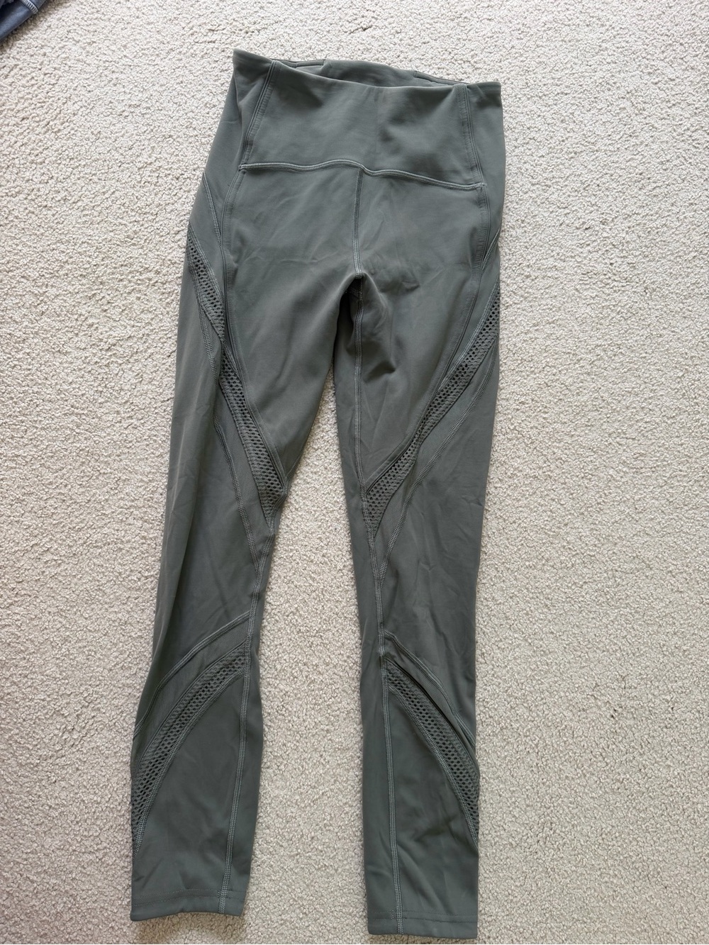 lululemon athletica Olive Green Mesh-Panel Leggings